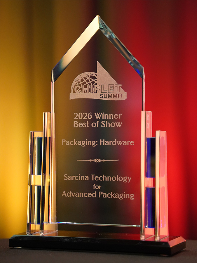 Sarcina team accepting the Best of Show award at Chiplet Summit 2026